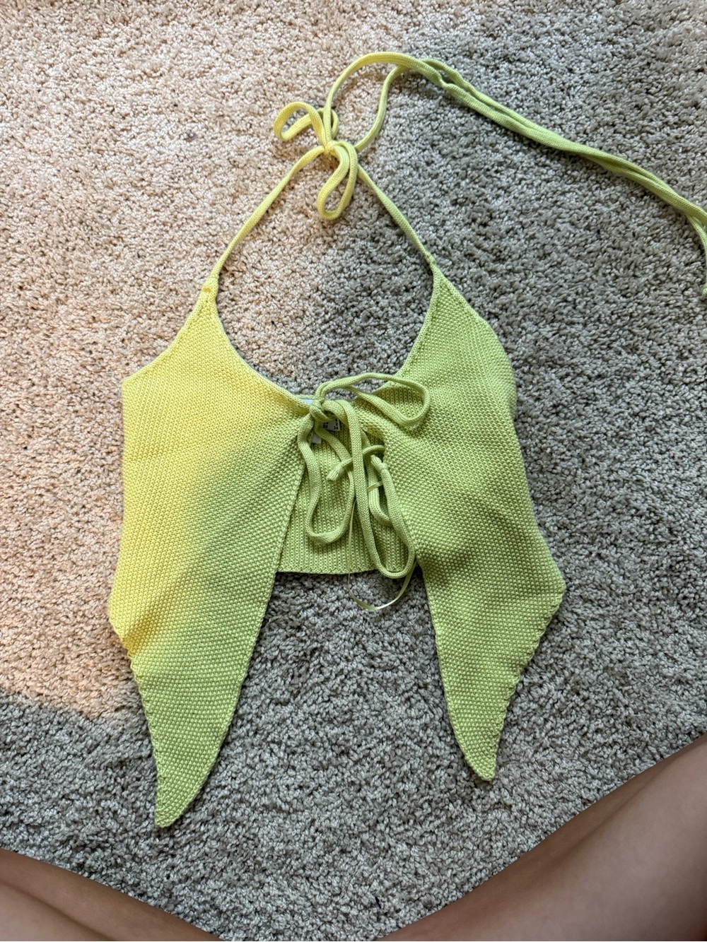 Princess Polly Light Green Knit Halter Tie-Front Crop
